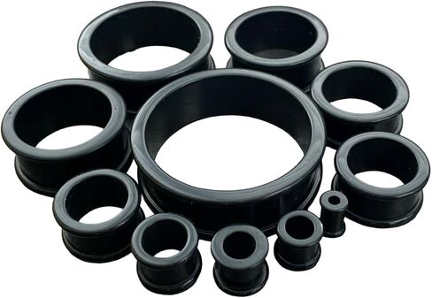 PAIR of Black Silicone Double Flare Tunnels/Plugs - Gauges up to 2 inches - Body Jewelry in Saudi Arabia