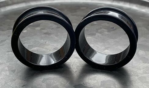 PAIR of Black Silicone Double Flare Tunnels/Plugs - Gauges up to 2 inches - Body Jewelry in Saudi Arabia