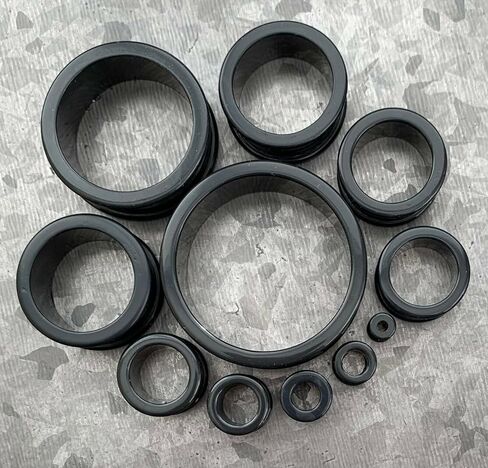 PAIR of Black Silicone Double Flare Tunnels/Plugs - Gauges up to 2 inches - Body Jewelry in Saudi Arabia