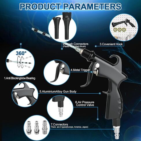 Car Detailing Cleaning Gun,Car Detailing Kit Interior Cleaner,High Pressure Blower Gun,Car Detailing Tools for Car Quickly Blasts Dirt and Dust Works with Air (Black) in Saudi Arabia