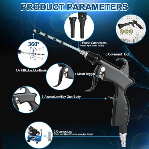 Car Detailing Cleaning Gun,Car Detailing Kit Interior Cleaner,High Pressure Blower Gun,Car Detailing Tools for Car Quickly Blasts Dirt and Dust Works with Air (Black) in Saudi Arabia
