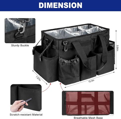 Wearable Detailing Caddy, Car Care Carrying Bag with Handle and Detachable Padded Cushion for Auto Cleaning Supplies & Vehicle Wash Tools, Black in Saudi Arabia