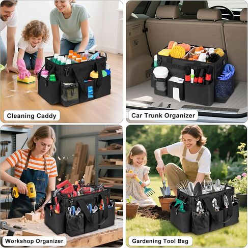 Wearable Detailing Caddy, Car Care Carrying Bag with Handle and Detachable Padded Cushion for Auto Cleaning Supplies & Vehicle Wash Tools, Black in Saudi Arabia