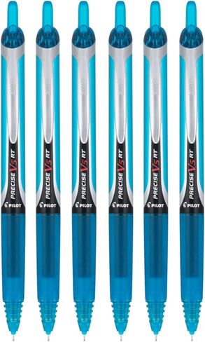 أقلام حبر سائل قابلة لإعادة الملء وقابلة للسحب من Pilot Precise V5 RT، حبر وردي فائق الدقة (0.5 مم)، 6 عبوات in Saudi Arabia