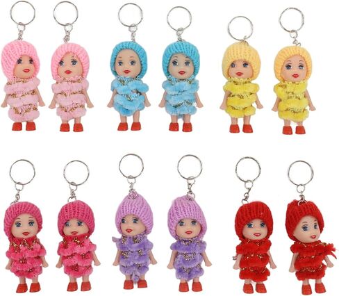 12PCS Mini Doll Keychain Set - Cute Tiny Doll Key Rings for Handbags, Backpacks & Keys, Lovely Birthday Gifts for Girls, Friends, Kids in Saudi Arabia