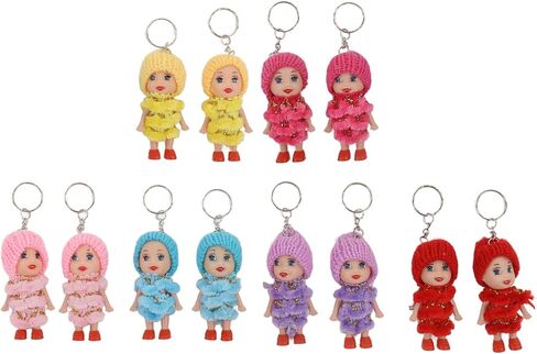 12PCS Mini Doll Keychain Set - Cute Tiny Doll Key Rings for Handbags, Backpacks & Keys, Lovely Birthday Gifts for Girls, Friends, Kids in Saudi Arabia