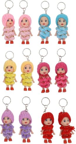 12PCS Mini Doll Keychain Set - Cute Tiny Doll Key Rings for Handbags, Backpacks & Keys, Lovely Birthday Gifts for Girls, Friends, Kids in Saudi Arabia