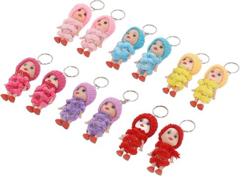 12PCS Mini Doll Keychain Set - Cute Tiny Doll Key Rings for Handbags, Backpacks & Keys, Lovely Birthday Gifts for Girls, Friends, Kids in Saudi Arabia