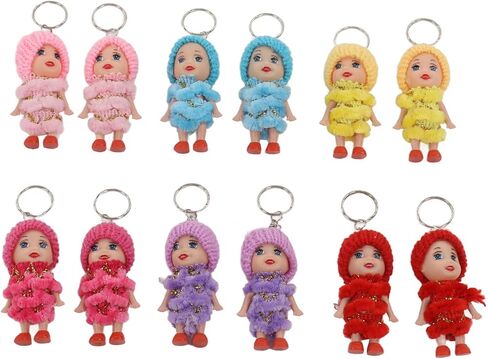 12PCS Mini Doll Keychain Set - Cute Tiny Doll Key Rings for Handbags, Backpacks & Keys, Lovely Birthday Gifts for Girls, Friends, Kids in Saudi Arabia