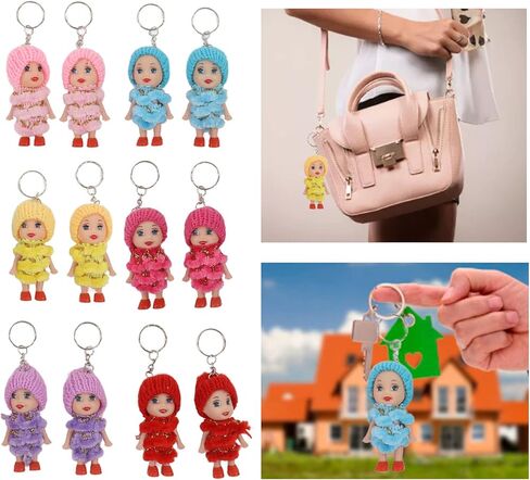 12PCS Mini Doll Keychain Set - Cute Tiny Doll Key Rings for Handbags, Backpacks & Keys, Lovely Birthday Gifts for Girls, Friends, Kids in Saudi Arabia