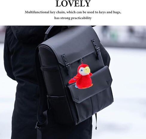 Parrot Plush Keychain Soft Cartoon Bird Keyring Lightweight Portable Bag Pendant for Keys and Backpack Accessories in Saudi Arabia