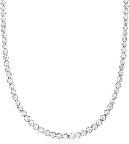 Ross-Simons 10.00 ct. t.w. Graduated CZ Tennis Necklace in Sterling Silver in Saudi Arabia