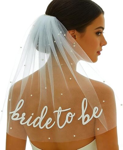 Bride to Be Sash Veil إكسسوارات حفلات العازبة، حجاب الزفاف، حجاب قصير أبيض للعروس، حجاب رأس مع مشط لحفلات الزفاف العازبة in Kuwait