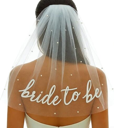 Bride to Be Sash Veil إكسسوارات حفلات العازبة، حجاب الزفاف، حجاب قصير أبيض للعروس، حجاب رأس مع مشط لحفلات الزفاف العازبة in Kuwait