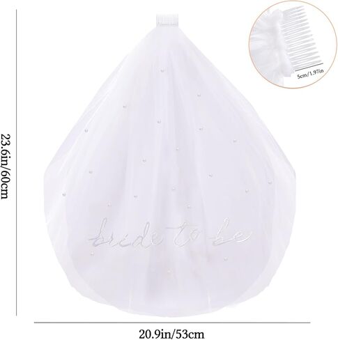 Bride to Be Sash Veil إكسسوارات حفلات العازبة، حجاب الزفاف، حجاب قصير أبيض للعروس، حجاب رأس مع مشط لحفلات الزفاف العازبة in Kuwait