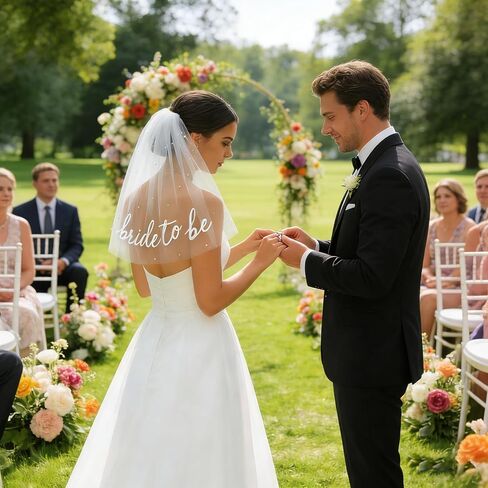 Bride to Be Sash Veil إكسسوارات حفلات العازبة، حجاب الزفاف، حجاب قصير أبيض للعروس، حجاب رأس مع مشط لحفلات الزفاف العازبة in Kuwait