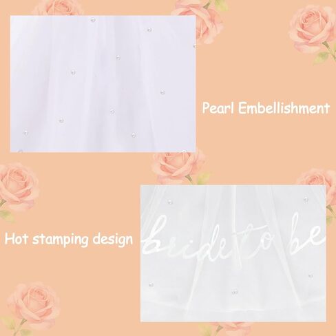 Bride to Be Sash Veil إكسسوارات حفلات العازبة، حجاب الزفاف، حجاب قصير أبيض للعروس، حجاب رأس مع مشط لحفلات الزفاف العازبة in Kuwait