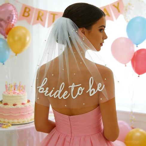 Bride to Be Sash Veil إكسسوارات حفلات العازبة، حجاب الزفاف، حجاب قصير أبيض للعروس، حجاب رأس مع مشط لحفلات الزفاف العازبة in Kuwait