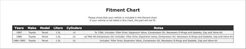 A/C Compressor Replacement Service Kit Compatible With Toyota Tercel 1.5L L4 1987 1986 1985 1984 P-4171954 in Saudi Arabia