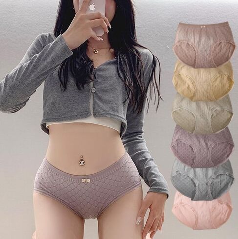 6 Pack Women Lace Trim Briefs, Soft Stretch Mid Rise Underwear Full Coverage Panties for Daily Home Comfort Wear in Saudi Arabia