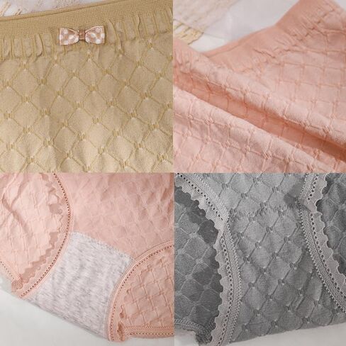 6 Pack Women Lace Trim Briefs, Soft Stretch Mid Rise Underwear Full Coverage Panties for Daily Home Comfort Wear in Saudi Arabia