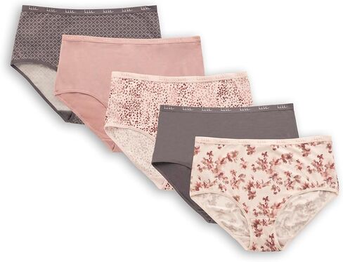 Nicole Miller Women's Brushed Knit High Waisted Brief Underwear Set, 5-Pack (Missy & Plus) in Saudi Arabia