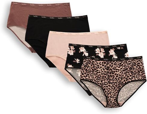 Nicole Miller Women's Brushed Knit High Waisted Brief Underwear Set, 5-Pack (Missy & Plus) in Saudi Arabia