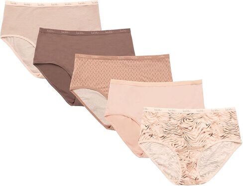 Nicole Miller Women's Brushed Knit High Waisted Brief Underwear Set, 5-Pack (Missy & Plus) in Saudi Arabia