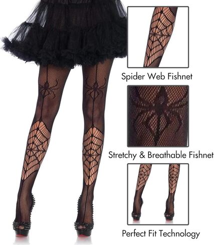 Leg Avenue womens Spiderweb Net Tights Costume Hosiery, Black, One Size US in Saudi Arabia
