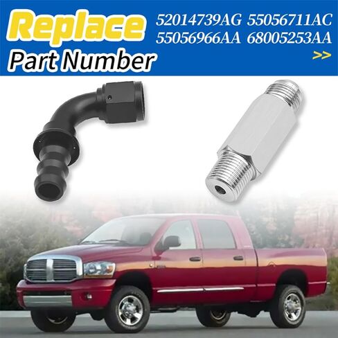 Heater Hose Connector Compatible with Dodge Ram 6.7L Cummins 2007.5+, 10AN Push Lock Fitting Replace 52014739AG 55056711AC 55056966AA 68005253AA in Kuwait