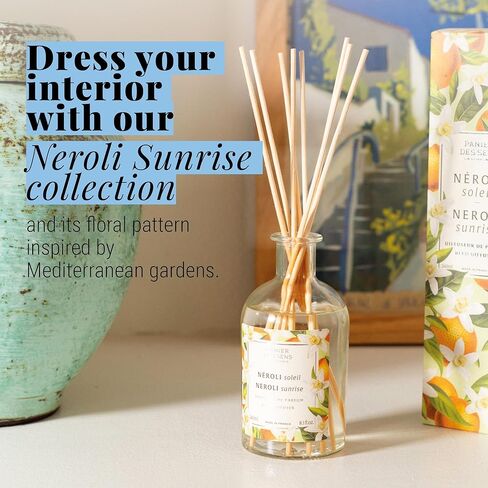 Panier des Sens Neroli Reed Diffuser 8.1 Fl.Oz - Soft & Long Lasting Fragrance 5+ Months - Elegant Home Fragrance in Glass Bottle - Oil-Based Scent Diffuser Made in France - Natural Ingredients in Saudi Arabia
