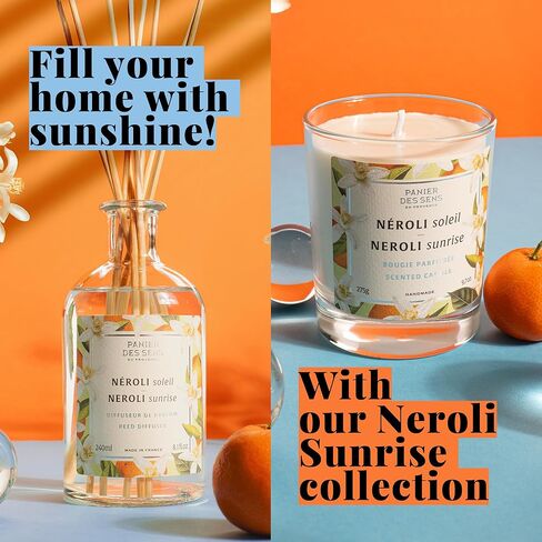 Panier des Sens Neroli Reed Diffuser 8.1 Fl.Oz - Soft & Long Lasting Fragrance 5+ Months - Elegant Home Fragrance in Glass Bottle - Oil-Based Scent Diffuser Made in France - Natural Ingredients in Saudi Arabia