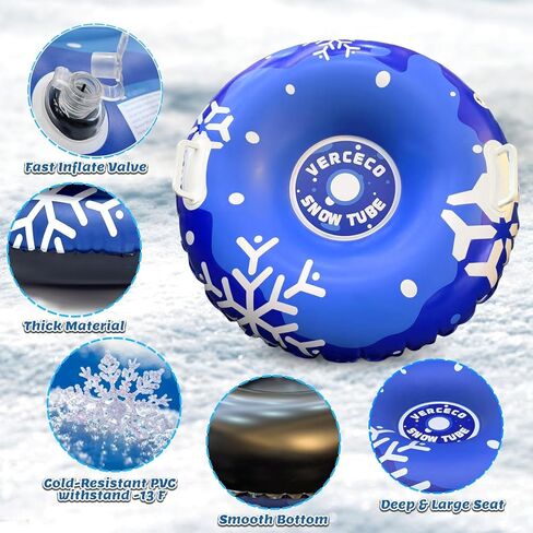 1/3 عبوات من زلاجات الثلج الأنبوبية القابلة للنفخ للأطفال وأنابيب الثلج للتزلج شديدة التحمل مقاس 36 بوصة زلاجات ثلجية للأطفال والكبار مع مقابض مجموعة ألعاب الثلج الخارجية للأولاد والبنات in Kuwait