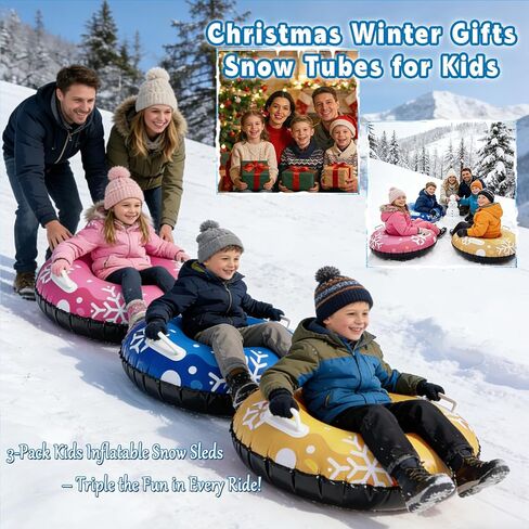 1/3 عبوات من زلاجات الثلج الأنبوبية القابلة للنفخ للأطفال وأنابيب الثلج للتزلج شديدة التحمل مقاس 36 بوصة زلاجات ثلجية للأطفال والكبار مع مقابض مجموعة ألعاب الثلج الخارجية للأولاد والبنات in Kuwait