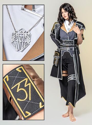 OSIAS Women Lune Cosplay Costume Full Set - Heavyweight, Silver Leather Trim, Shimmering Gold Accents in Saudi Arabia