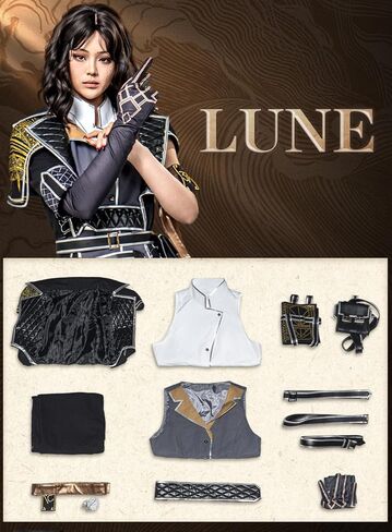 OSIAS Women Lune Cosplay Costume Full Set - Heavyweight, Silver Leather Trim, Shimmering Gold Accents in Saudi Arabia