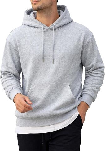 Men's Hoodie Pullover Fleece Lined Sweatshirts Lightweight Cotton Blend hoodies Loose Tops in Saudi Arabia