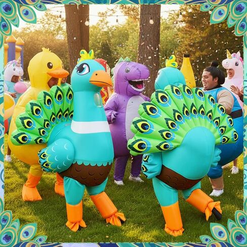 Jenaai Peacock Inflatable Costume for Adult, Peacock Party Costumes Blow up Funny Inflatable Suit for Men Women Animal Halloween Themed Party in Saudi Arabia