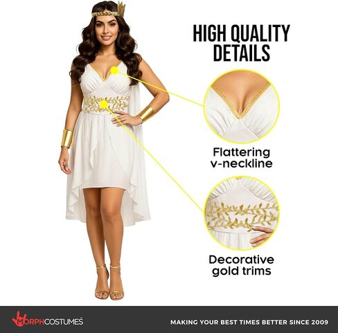 Morph White Greek Goddess Costume Women, Toga Costume Woman, White Toga Dress & Accessories, Halloween Costumes For Women in Saudi Arabia