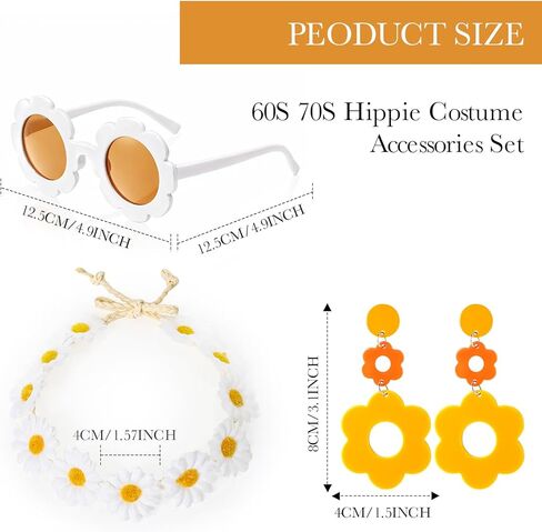 Shihanee 60/70s الهبي زي وتتسابق مجموعة للنساء جرس كم الأزهار شبكة المحاصيل الأعلى نظارات أقراط عقال اكسسوارات in Saudi Arabia