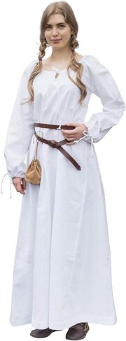 Battle-Merchant Ana Medieval Dress for Women – Renaissance Faire LARP Costume, Historical Viking Style Long Cotton Gown in Saudi Arabia