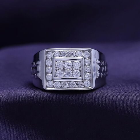 Men's Wedding Band Ring with Lab Created Moissanite or Lab Grown Diamond Cluster Nugget Style Ring in 14K Gold Plated 925 Sterling Silver Jewelry Gift for Him in Saudi Arabia