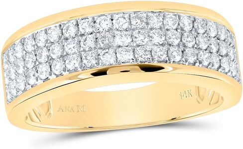 Jewels By Lux 14kt Yellow Gold 1 Cttw Diamond Ana M Mens Band, Men Size: 8-12 in Saudi Arabia