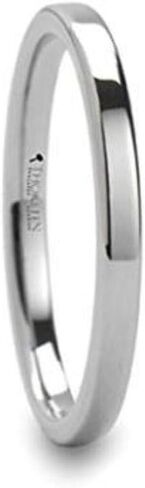 Thorsten STOCKTON Flat Pipe Cut White Tungsten Ring - 2mm Wide Band Personalized by from Roy Rose Jewelry in Saudi Arabia