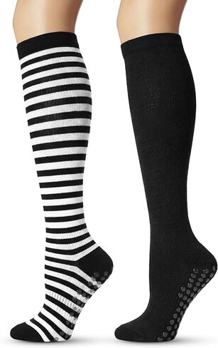 زوجان من الجوارب الضاغطة من الخيزران الفسكوزي للنساء والرجال، دعم عالي للركبة، نقاط مضادة للانزلاق in Kuwait