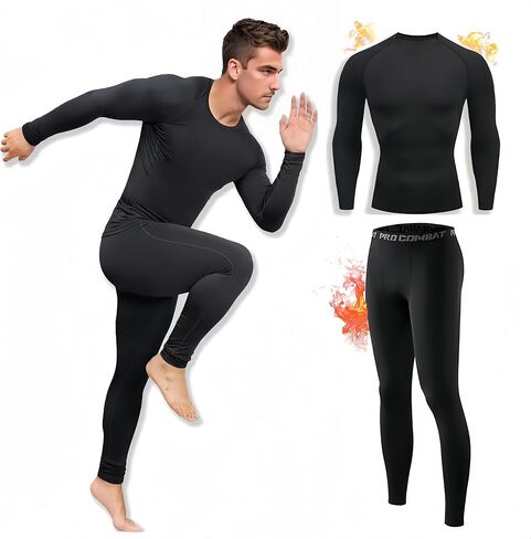 Thermal Underwear for Men,Long Johns with Fleece Lined Base Layer Men Cold Weather Top Bottom Thermal Set in Saudi Arabia