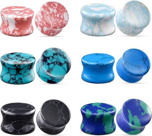 TBOSEN Mixed Stone Ear Plugs Tunnels Double Flare Saddle Stretching Gauges Expander Body Piercing Set in Saudi Arabia