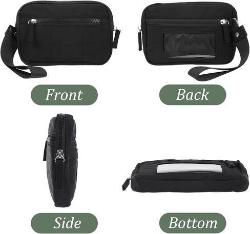Womens Wristlet Wallets Nylon Wristlet Wallets for Women with 3 Zipper, Black Wallet for Travel in Saudi Arabia