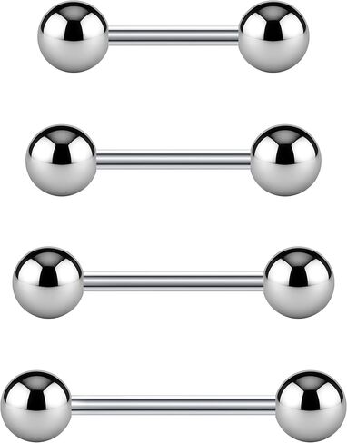 Tongue Rings Surgical Steel 6pc - Tongue Rings 14 Gauge For Women Hypoallergenic - Sexy 14g Straight Barbells In 12mm (1/2), 14mm (9/16), 16mm (5/8) Long Bar Piercing Jewelry Set in Saudi Arabia