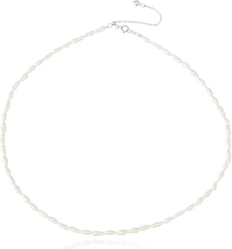 JaruJaru 925 Sterling Silver Mini Keshi Pearl Necklace – 2-3mm Tiny White Freshwater Pearls, Adjustable Chain (40-45cm), Dainty Layering Necklace for Women in Saudi Arabia